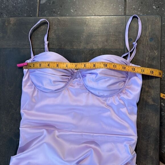 NWT Satin Dress Spaghetti Strap Backless Ruched Bodycon Split Maxi Elegant Dress - Picture 9 of 13